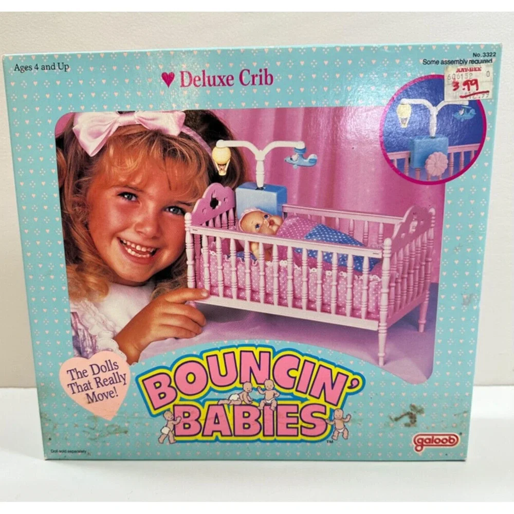 Vintage 1988 Galoob BOUNCIN' BABIES Deluxe Crib‎ NOS Sealed